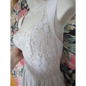 Summer Dress mix of Lace/Fabric, Off-White color